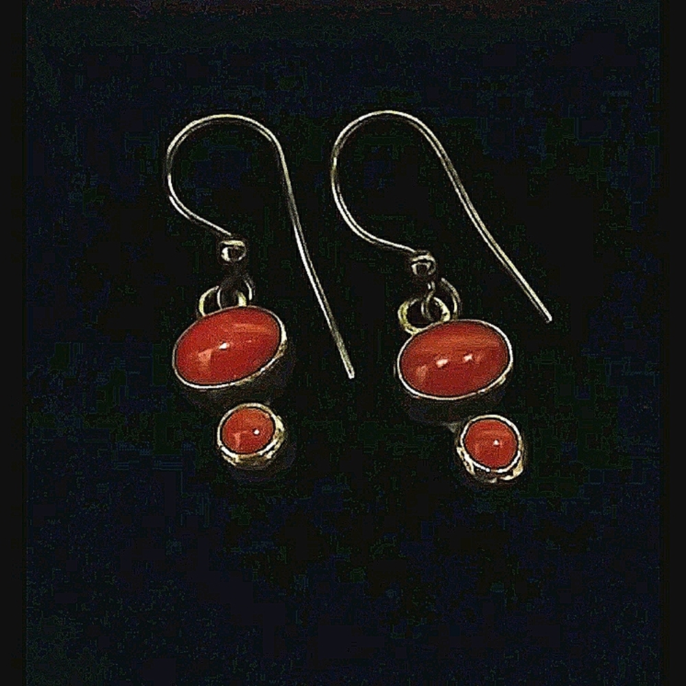 Sterling Silver  Earrings Coral Vintage